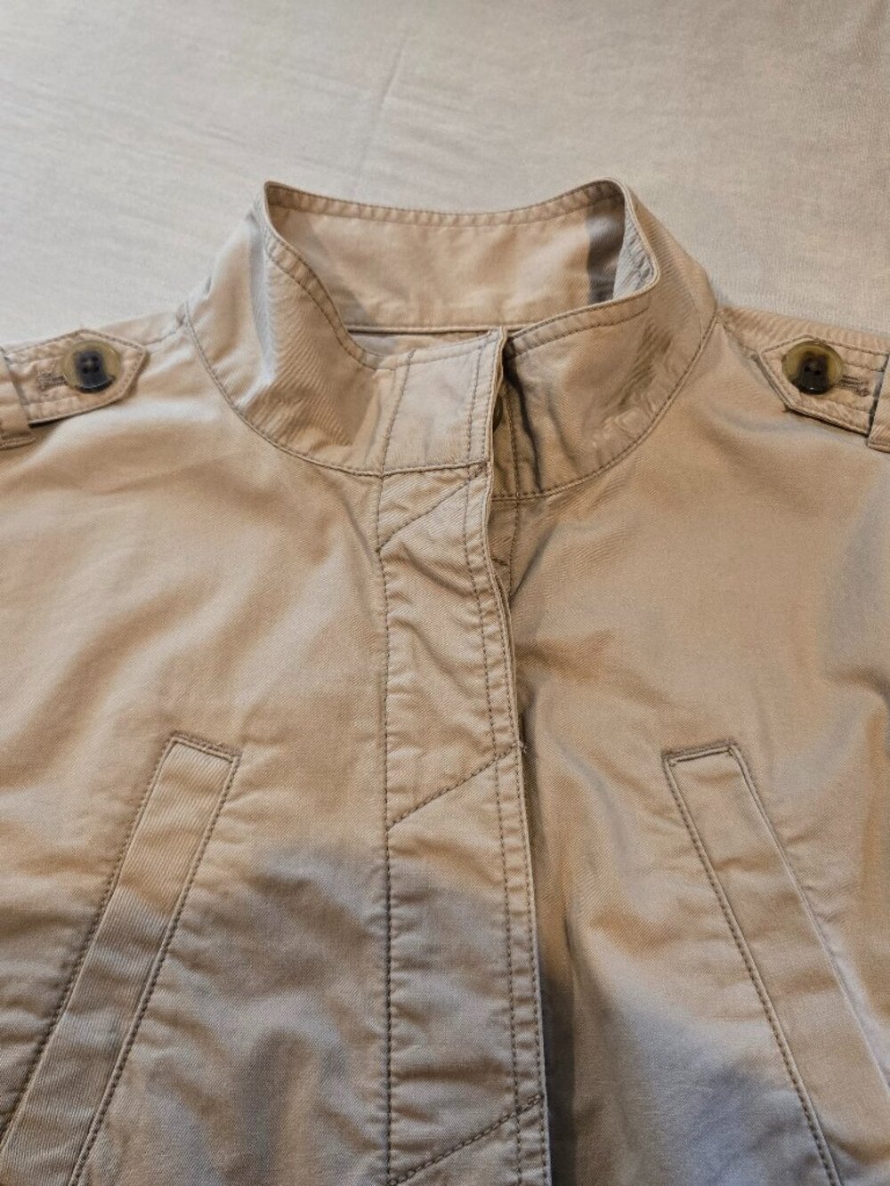 LOFT Tan Utility Jacket Safari Cargo Field Coat Size M NWOT - Picture 11 of 12